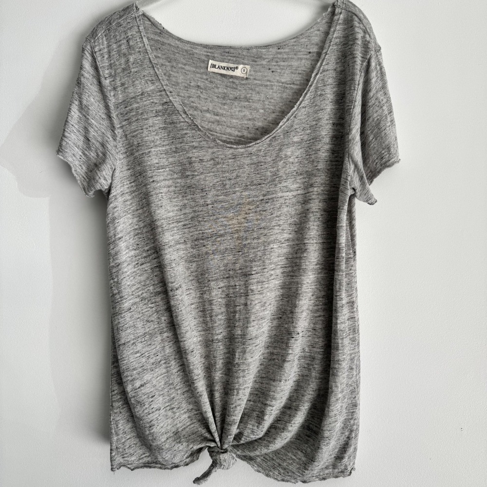 BlankNYC 100% Linen Loose Fit/Knot Tee Embrace the Grey-small